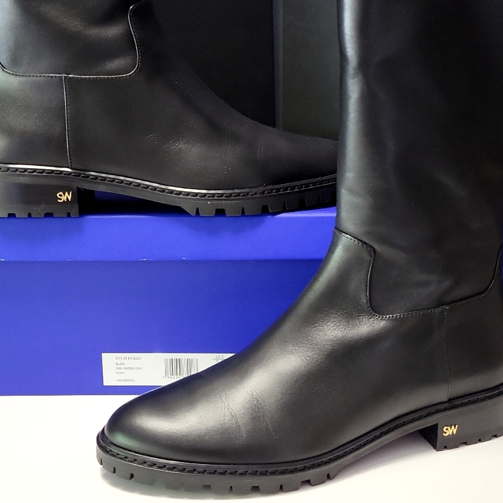NIB$795 STUART WEITZMAN City Leather Knee-High Riding SW Logo Boots 9 - Picture 13 of 14